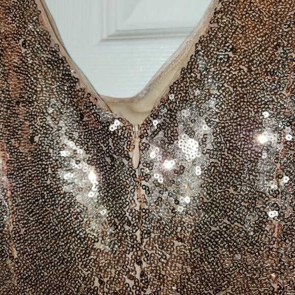 NWT Jump Apparel Gold Sequined Evening Dress Gown Juniors 3/4 Party Cocktail - Picture 6 of 7